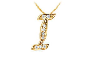 Script I Diamond Initial Pendant : 14K Yellow Gold - 0.25 CT Diamonds