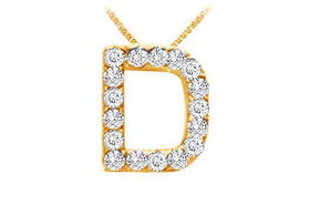 Classic D Initial Diamond Pendant : 14K Yellow Gold - 0.15 CT Diamondsclassic 