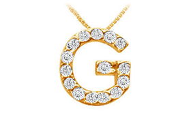 Classic G Initial Diamond Pendant : 14K Yellow Gold - 0.15 CT Diamonds