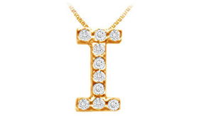 Classic I Initial Diamond Pendant : 14K Yellow Gold - 0.10 CT Diamondsclassic 