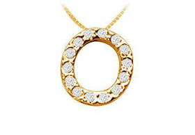 Classic O Initial Diamond Pendant : 14K Yellow Gold - 0.15 CT Diamondsclassic 