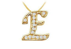 Script E Diamond Initial Pendant : 14K Yellow Gold - 0.25 CT Diamonds