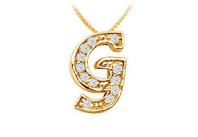 Script G Diamond Initial Pendant : 14K Yellow Gold - 0.20 CT Diamonds