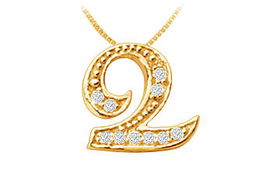 Script Q Diamond Initial Pendant : 14K Yellow Gold - 0.15 CT Diamonds