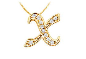 Script X Diamond Initial Pendant : 14K Yellow Gold - 0.15 CT Diamondsscript 