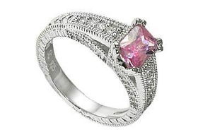 Pink CZ Sterling Silver Ringpink 