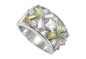 Multicolor CZ Sterling Silver Ringmulticolor 