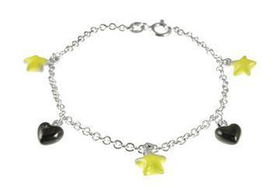 Heart and Star Charm Sterling Silver Braceletheart 