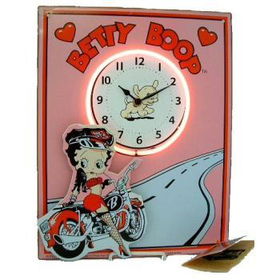 Betty Boop Biker Neon Clock Case Pack 5