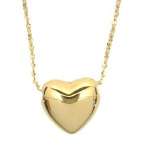 Gold Plated - Puffed Heart Necklace, 24" chain Case Pack 72