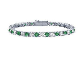 Emerald and Diamond Tennis Bracelet : Platinum - 4.00 CT TGWemerald 