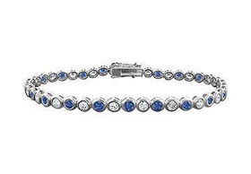 Sapphire and Diamond Tennis Bracelet : 14K White Gold - 2.00 CT TGWsapphire 