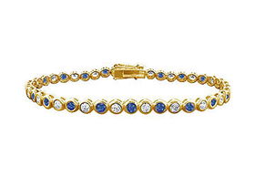 Sapphire and Diamond Tennis Bracelet : 14K Yellow Gold - 5.00 CT TGWsapphire 
