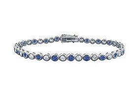 Sapphire and Diamond Tennis Bracelet : Platinum - 4.00 CT TGWsapphire 