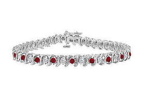 Ruby and Diamond Tennis Bracelet : 18K White Gold - 2.00 CT TGWruby 