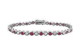 Ruby and Diamond Tennis Bracelet : 18K White Gold - 3.00 CT TGWruby 