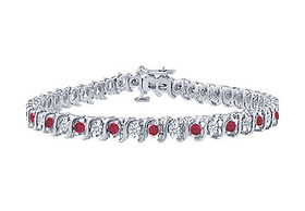 Ruby and Diamond Tennis Bracelet : Platinum - 1.00 CT TGWruby 