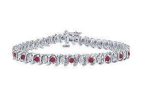 Ruby and Diamond Tennis Bracelet : Platinum - 4.00 CT TGWruby 