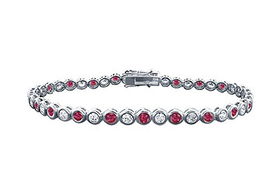 Ruby and Diamond Tennis Bracelet : Platinum - 3.00 CT TGWruby 