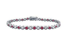 Ruby and Diamond Tennis Bracelet : Platinum - 4.00 CT TGWruby 