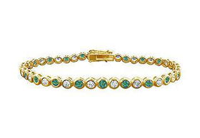 Emerald and Diamond Tennis Bracelet : 14K Yellow Gold - 2.00 CT TGWemerald 