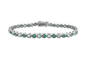 Emerald and Diamond Tennis Bracelet : 14K White Gold - 3.00 CT TGWemerald 