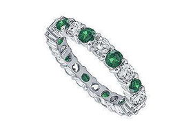 Emerald and Diamond Eternity Band : Platinum - 4.00 CT TGW - Ring Size 9.5emerald 