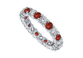 Diamond and Ruby Eternity Band : Platinum  3.00 CT TGW - Ring Size 9.0diamond 