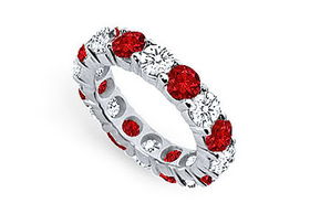 Diamond and Ruby Eternity Band : Platinum  5.00 CT TGW - Ring Size 9.0diamond 