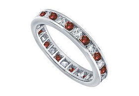 Diamond and Ruby Eternity Band : Platinum  4.00 CT TGW - Ring Size 9.0diamond 