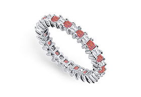 Diamond and Ruby Eternity Band : Platinum  2.00 CT TGW - Ring Size 9.0diamond 
