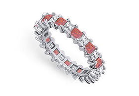 Diamond and Ruby Eternity Band : Platinum  3.00 CT TGW - Ring Size 9.0diamond 
