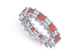 Diamond and Ruby Eternity Band : Platinum  4.00 CT TGW - Ring Size 9.0diamond 