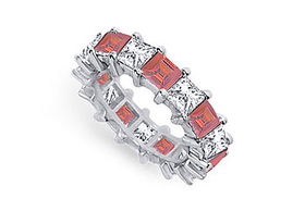 Diamond and Ruby Eternity Band : Platinum  5.00 CT TGW - Ring Size 9.5diamond 