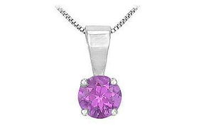 Amethyst Solitaire Pendant : 14K White Gold - 1.00 CT TGWamethyst 