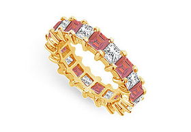 Diamond and Ruby Eternity Band : 14K Yellow Gold   4.00 CT TGW - Ring Size 9.5diamond 