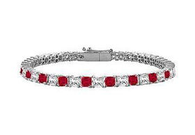 Ruby and Diamond Tennis Bracelet : 14K White Gold - 5.00 CT TGWruby 