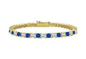 Sapphire and Diamond Tennis Bracelet : 14K Yellow Gold  3.00 CT TGWsapphire 