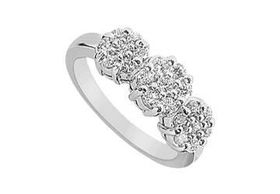 Diamond Flower Ring : 14K White Gold - 0.75 CT Diamonds - Ring Size 9.5diamond 