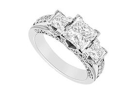 Diamond Engagement Ring : 14K White Gold - 1.50 CT Diamonds - Ring Size 9.5diamond 