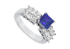 Sapphire and Diamond Engagement Ring : Platinum - 1.75 CT TGWsapphire 