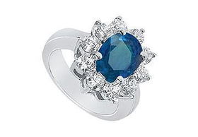 Sapphire and Diamond Engagement Ring : Platinum - 2.50 CT TGWsapphire 