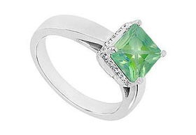 Emerald and Diamond Ring : 14K White Gold - 0.83 CT TGW - Ring Size 9.5emerald 