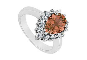 Smoky Topaz and Diamond Ring : 14K White Gold - 1.39 CT TGW - Ring Size 9.0smoky 