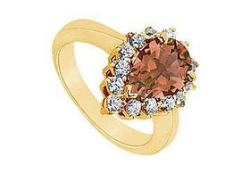 Smoky Topaz and Diamond Ring : 14K Yellow Gold - 1.39 CT TGW - Ring Size 9.5smoky 