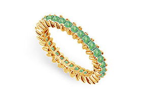 Emerald Eternity Band : 14K Yellow Gold  2.00 CT TGW - Ring Size 9.0emerald 