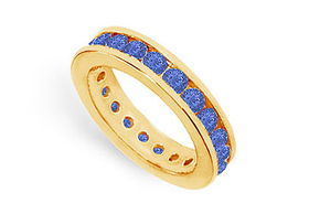 Blue Sapphire Eternity Band : 14K Yellow Gold  2.00 CT TGW - Ring Size 9.5blue 