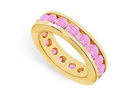 Pink Sapphire Eternity Band : 14K Yellow Gold  4.00 CT TGW - Ring Size 9.0pink 