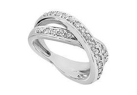 Diamond Crossover Ring : 14K White Gold - 0.66 CT Diamonds - Ring Size 9.5diamond 