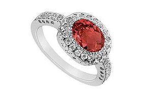 Ruby and Diamond Ring : 14K White Gold - 1.50 CT TGW - Ring Size 9.5ruby 